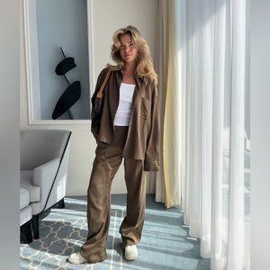 Djerf Avenue Brown Button Down Shirt